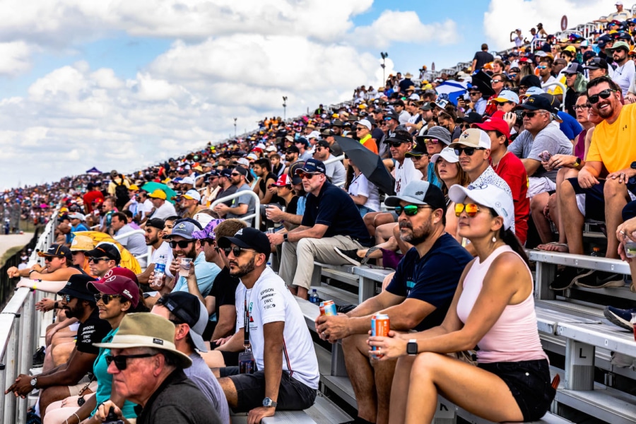 F1 Fans Enjoying View of Turn Number 4 on COTA Track - F1 3-Day Bleachers